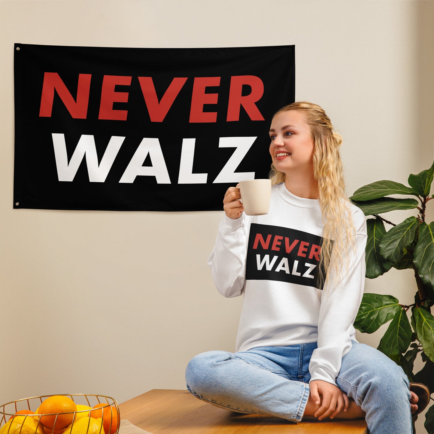 Never Walz Black Flag