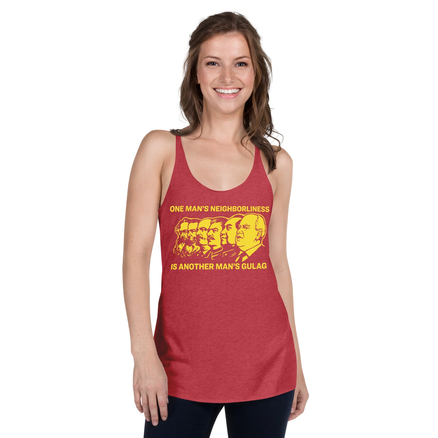 One Man's Neighborliness Tim Walz Women's Racerback Tank