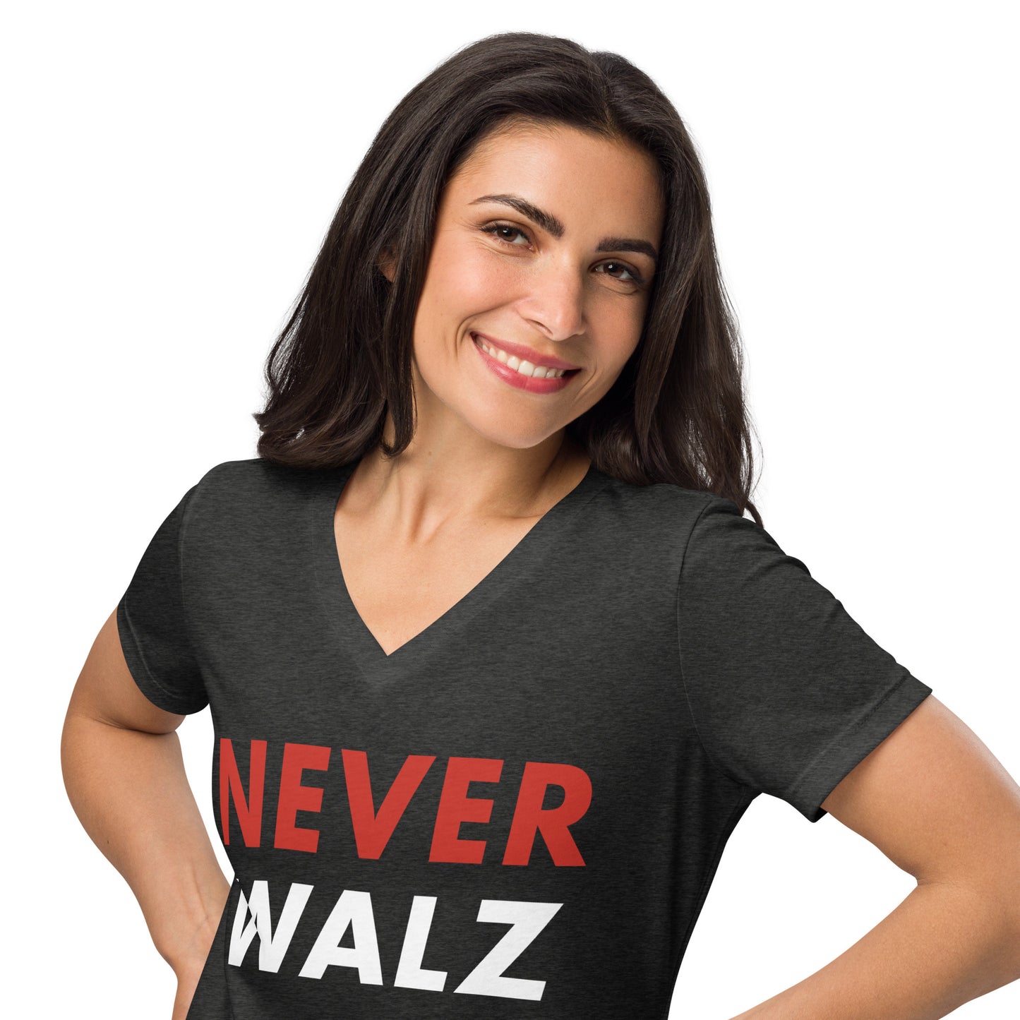 Never Walz Women’s Relaxed V-neck T-shirt