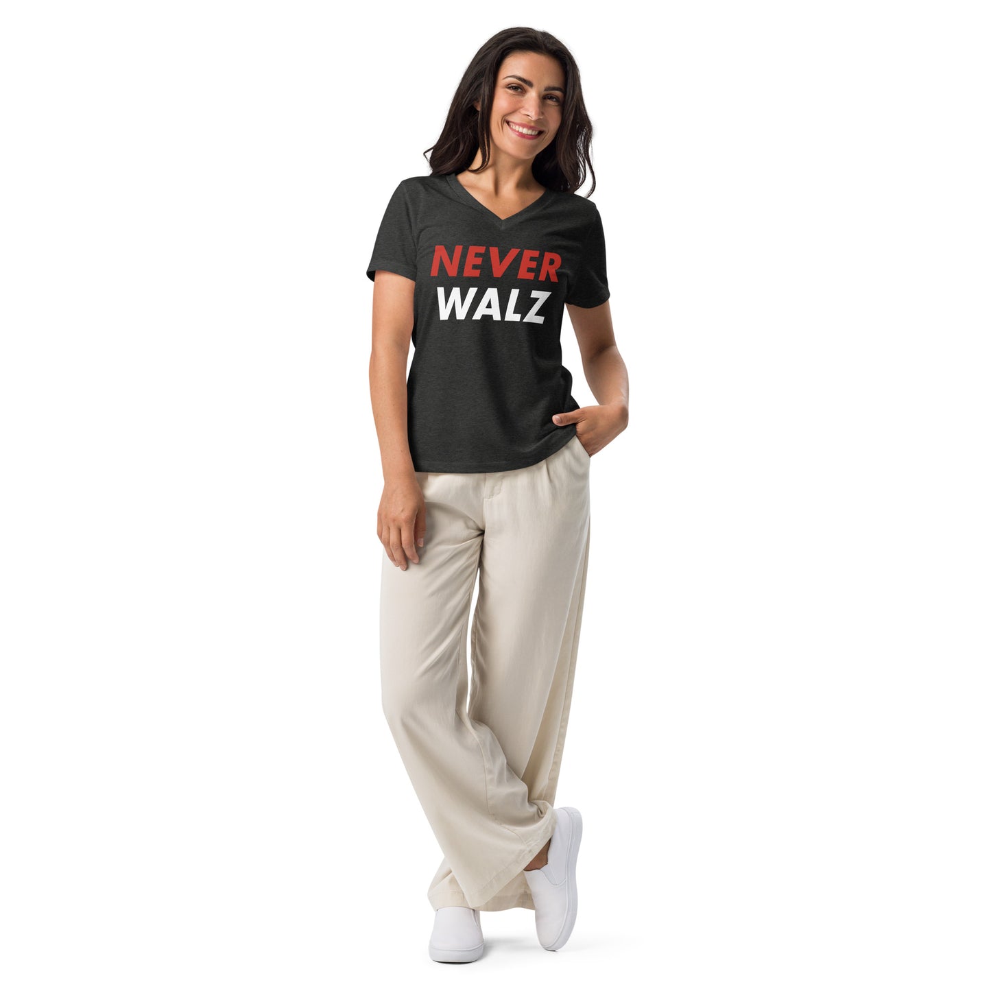 Never Walz Women’s Relaxed V-neck T-shirt