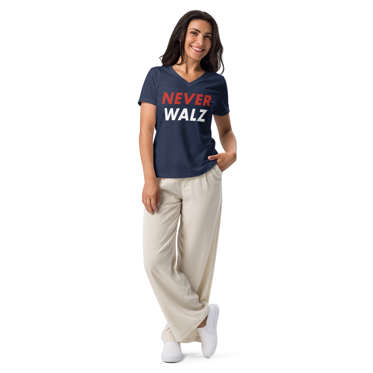 Never Walz Women’s Relaxed V-neck T-shirt
