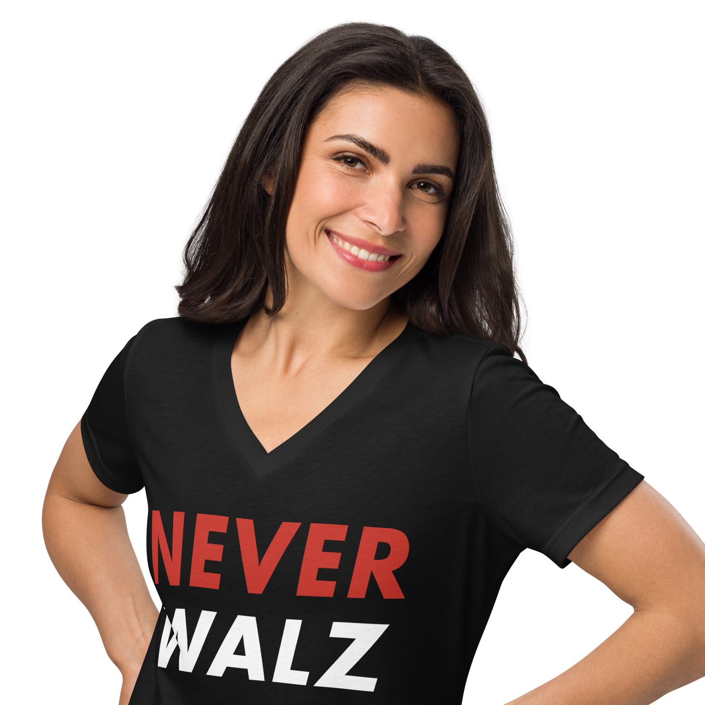 Never Walz Women’s Relaxed V-neck T-shirt