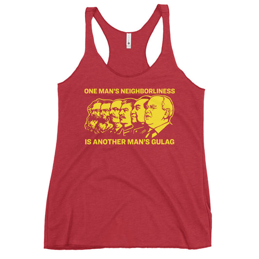 One Man's Neighborliness Tim Walz Women's Racerback Tank